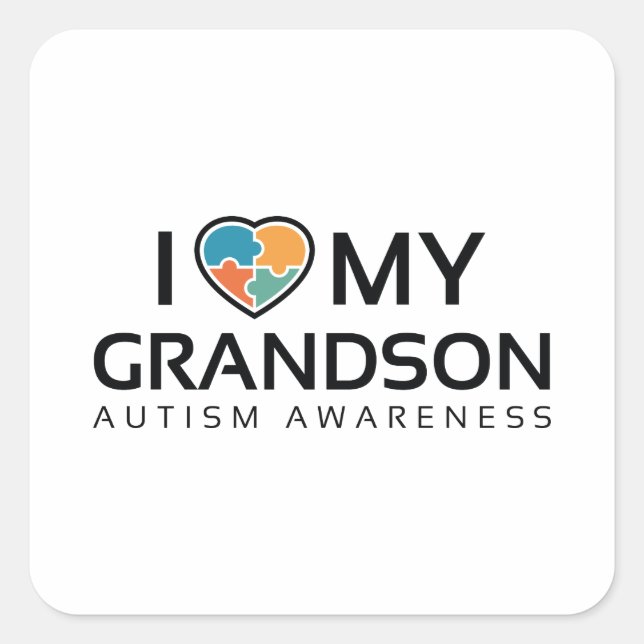 Pegatina Cuadrada Amo a mi nieto (Anverso)