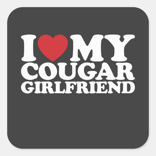 Pegatina Cuadrada Amo A Mi Novia Cougar (Anverso)