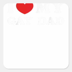 Pegatina Cuadrada Amo A Mi Papá Gay, Corazón A Mi Papá Gay