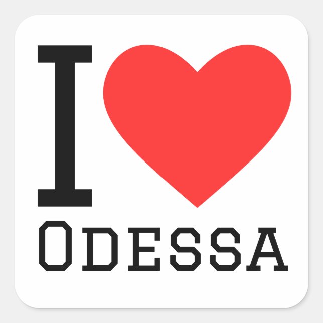 Pegatina Cuadrada Amo a Odessa (Anverso)