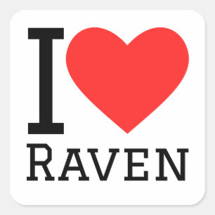 Pegatina Cuadrada Amo a raven