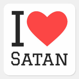 Pegatina Cuadrada Amo a Satan