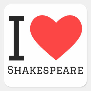 Pegatina Cuadrada Amo a Shakespeare