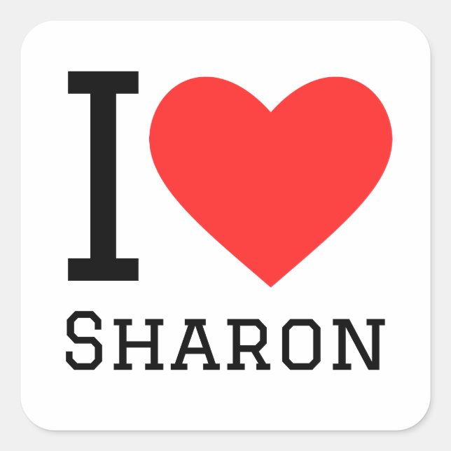 Pegatina Cuadrada Amo a Sharon (Anverso)