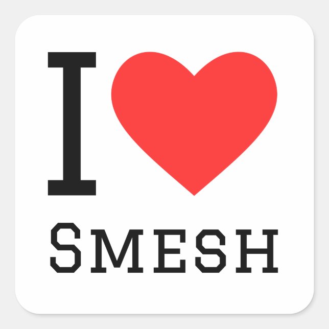Pegatina Cuadrada Amo a smesh (Anverso)