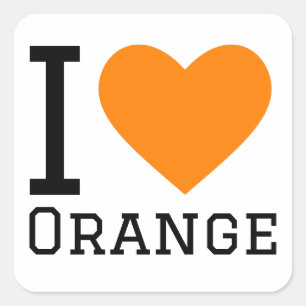 Pegatina Cuadrada Amo al naranja