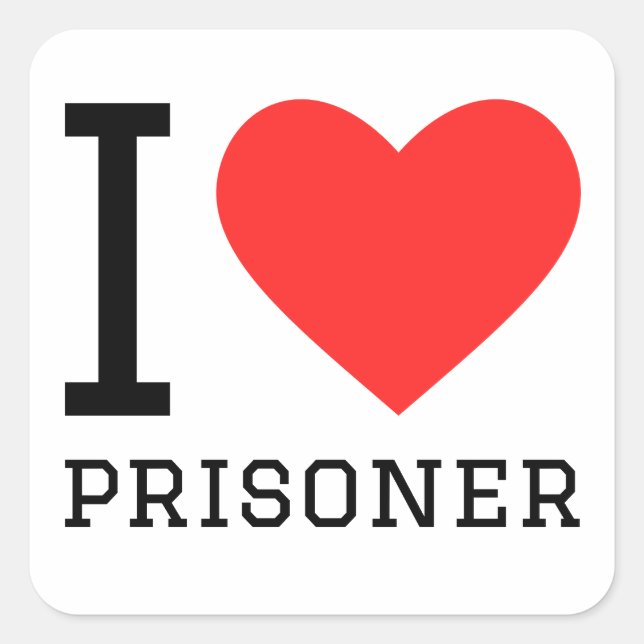 Pegatina Cuadrada Amo al prisionero (Anverso)