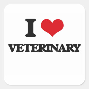 Pegatina Cuadrada Amo al veterinario