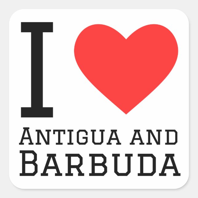 Pegatina Cuadrada Amo Antigua y Barbuda (Anverso)
