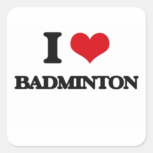 Pegatina Cuadrada Amo Badminton (Anverso)