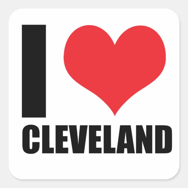 Pegatina Cuadrada Amo Cleveland (Anverso)