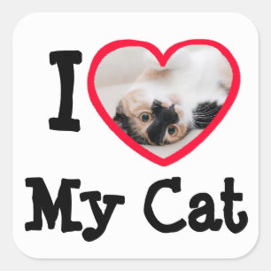 Pegatina Cuadrada Amo (corazón) a mis Pegatinas de fotos personales 