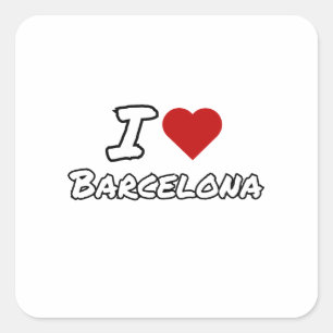 Pegatina Cuadrada Amo corazón ciudad Barcelona