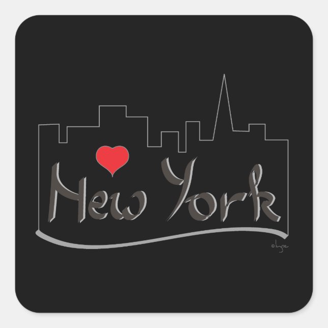 Pegatina Cuadrada Amo (corazón) Nueva York, Nueva York (Anverso)