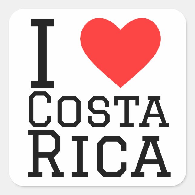 Pegatina Cuadrada Amo Costa Rica (Anverso)
