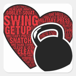PEGATINA CUADRADA AMO DISEÑO DE KETTLEBELL