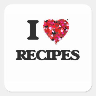 Pegatina Cuadrada Amo diseño de la comida de las recetas