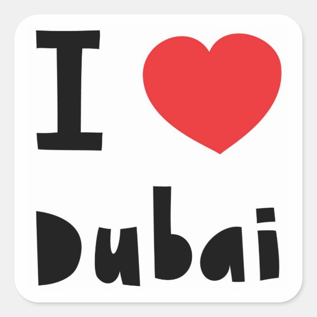 Pegatina Cuadrada Amo Dubai (Anverso)