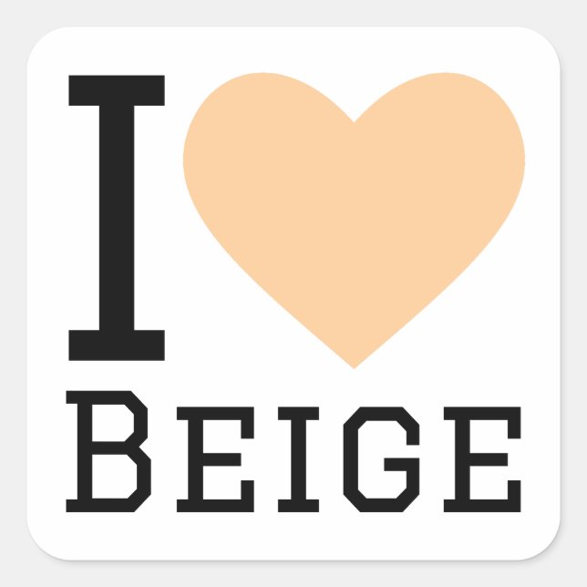 Pegatina Cuadrada Amo el beige (Anverso)