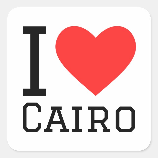 Pegatina Cuadrada Amo El Cairo (Anverso)