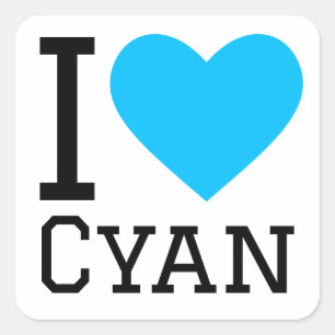 Pegatina Cuadrada Amo el cian