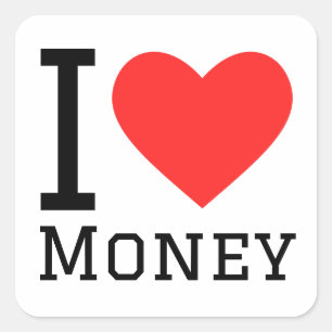 Pegatina Cuadrada Amo el dinero