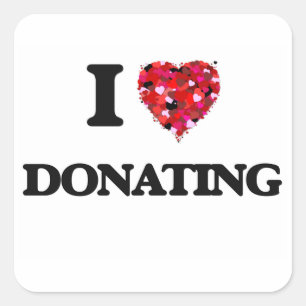 Pegatina Cuadrada Amo el donar
