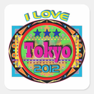 Pegatina Cuadrada AMO el emblema de Tokio #1 camiseta 2012