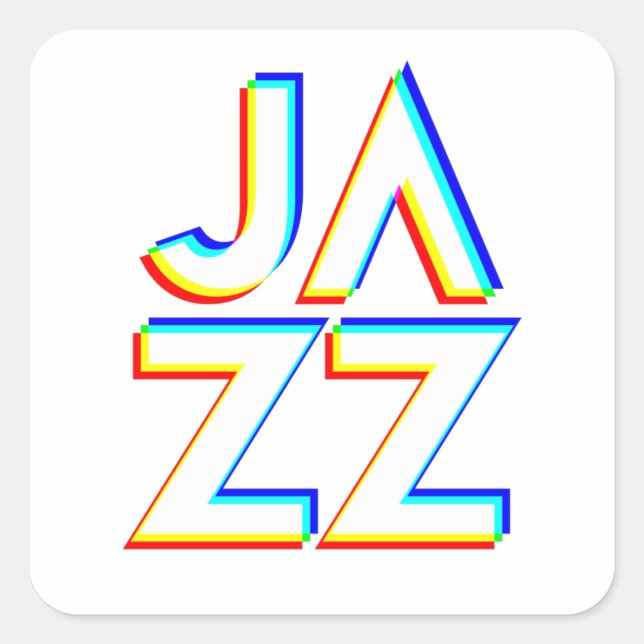 Pegatina Cuadrada Amo El Jazz (Anverso)