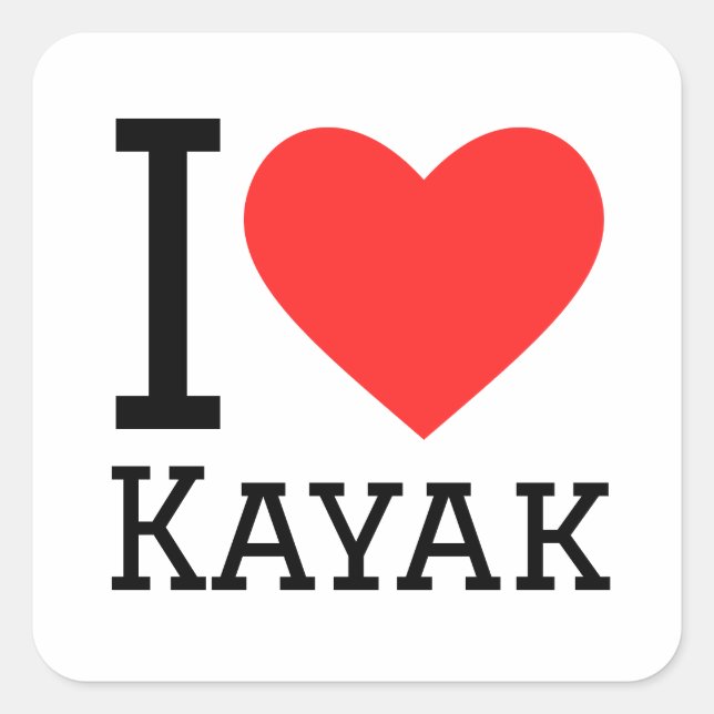 Pegatina Cuadrada Amo el kayak (Anverso)