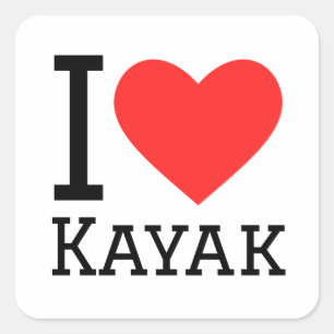 Pegatina Cuadrada Amo el kayak