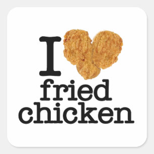Pegatina Cuadrada Amo el pollo frito