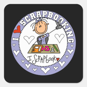 Pegatina Cuadrada Amo el scrapbooking