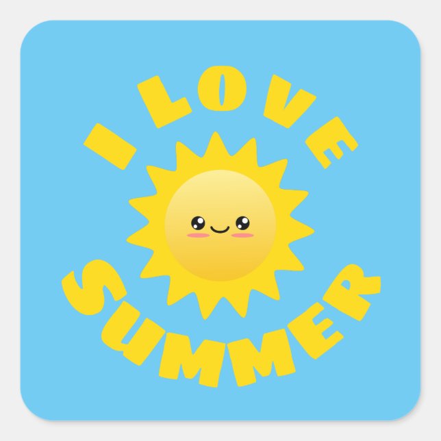 Pegatina Cuadrada Amo el verano (Anverso)