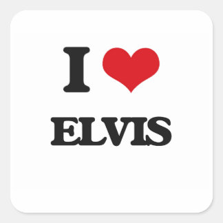 Pegatina Cuadrada Amo Elvis