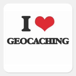 Pegatina Cuadrada Amo Geocaching