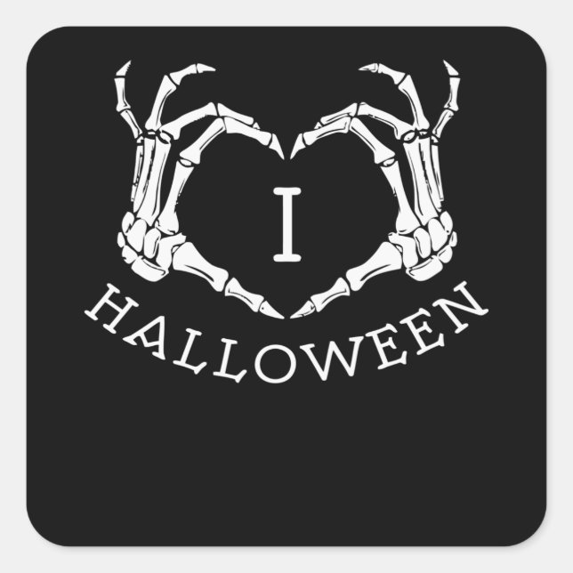 Pegatina Cuadrada Amo Halloween (Anverso)