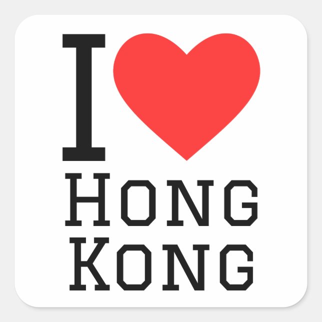 Pegatina Cuadrada Amo Hong Kong (Anverso)