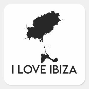 Pegatina Cuadrada Amo Ibiza (blanca)