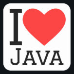 Pegatina Cuadrada Amo Java<br><div class="desc">Me encanta Java ,  para los amantes del código</div>