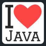 Pegatina Cuadrada Amo Java<br><div class="desc">Me encanta Java ,  para los amantes del código</div>