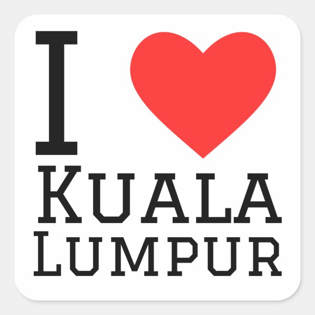 Pegatina Cuadrada Amo Kuala Lumpur (Anverso)