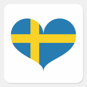 Pegatina Cuadrada Amo la bandera de Suecia