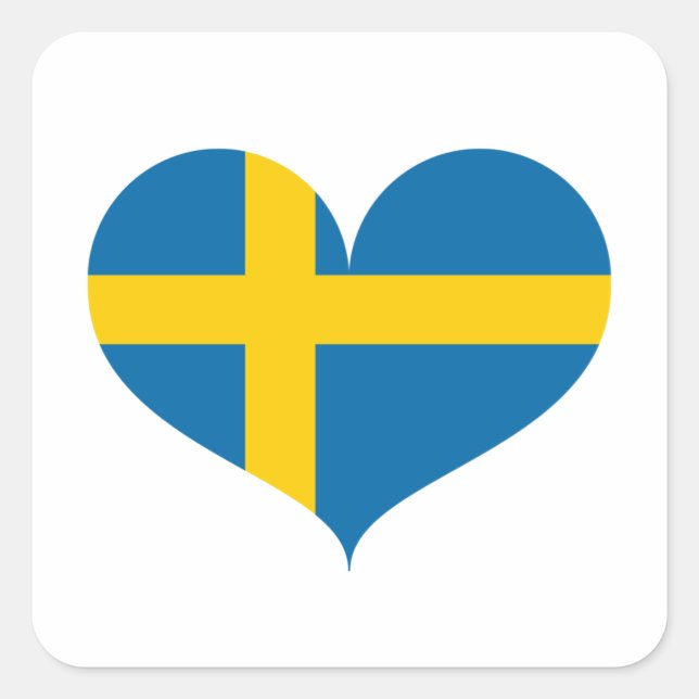 Pegatina Cuadrada Amo la bandera de Suecia (Anverso)