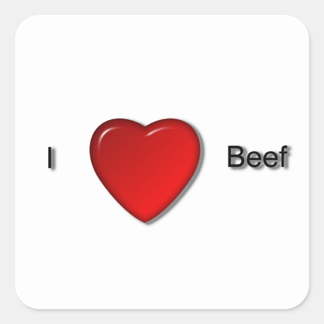 Pegatina Cuadrada Amo la carne de vaca (Anverso)