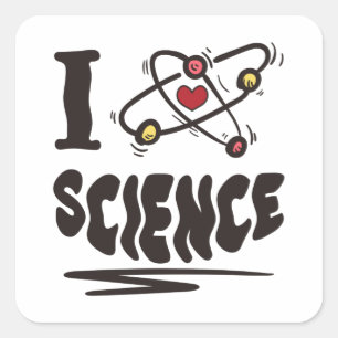 Pegatina Cuadrada Amo la ciencia