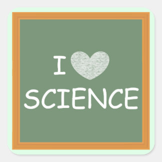 Pegatina Cuadrada Amo la ciencia