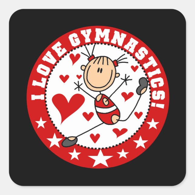 Pegatina Cuadrada Amo la Gimnasia (Anverso)