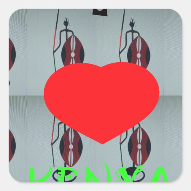 Pegatina Cuadrada Amo la impresión de arte en Kenia (Anverso)