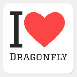 Pegatina Cuadrada Amo la libélula